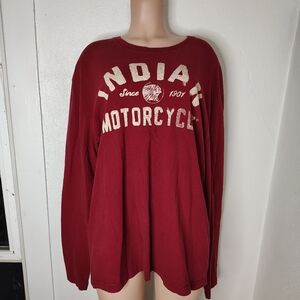 Indian Motorcycle Long Sleeve T-Shirt XL Red Made in USA 100% Cotton